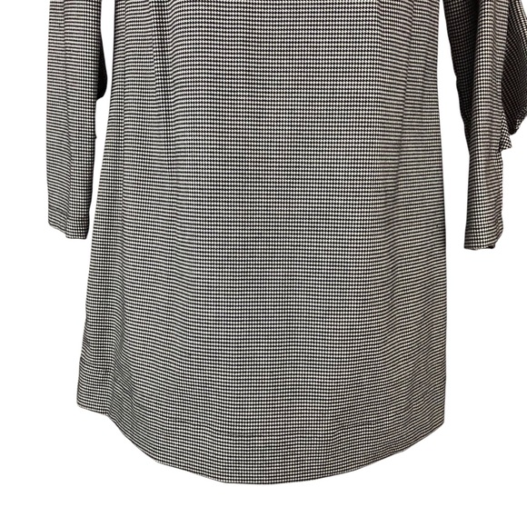 DRESS - Women's BCBGeneration Black/White Houndstooth Ruffle Sleeve Mini Dress. - Picture 8 of 16